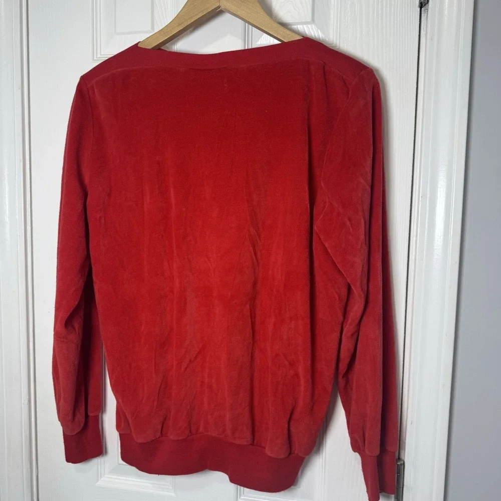 vintage Niki-Lu 50s 60s fuzzy material Velour‎ red sweater Large 16-18